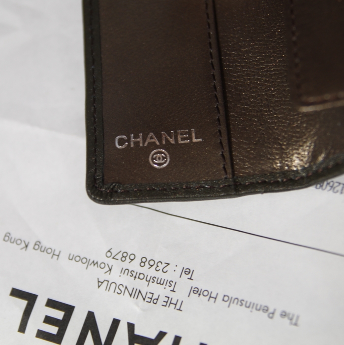 AAA Chanel Leather CC Logo Tri-Fold mini Wallets A26723 Brown Online